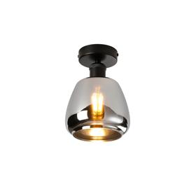 DK1154  Cawdor Flush Fitting, 1 Light E27, Matt Black/Chrome Plated Jar Glass